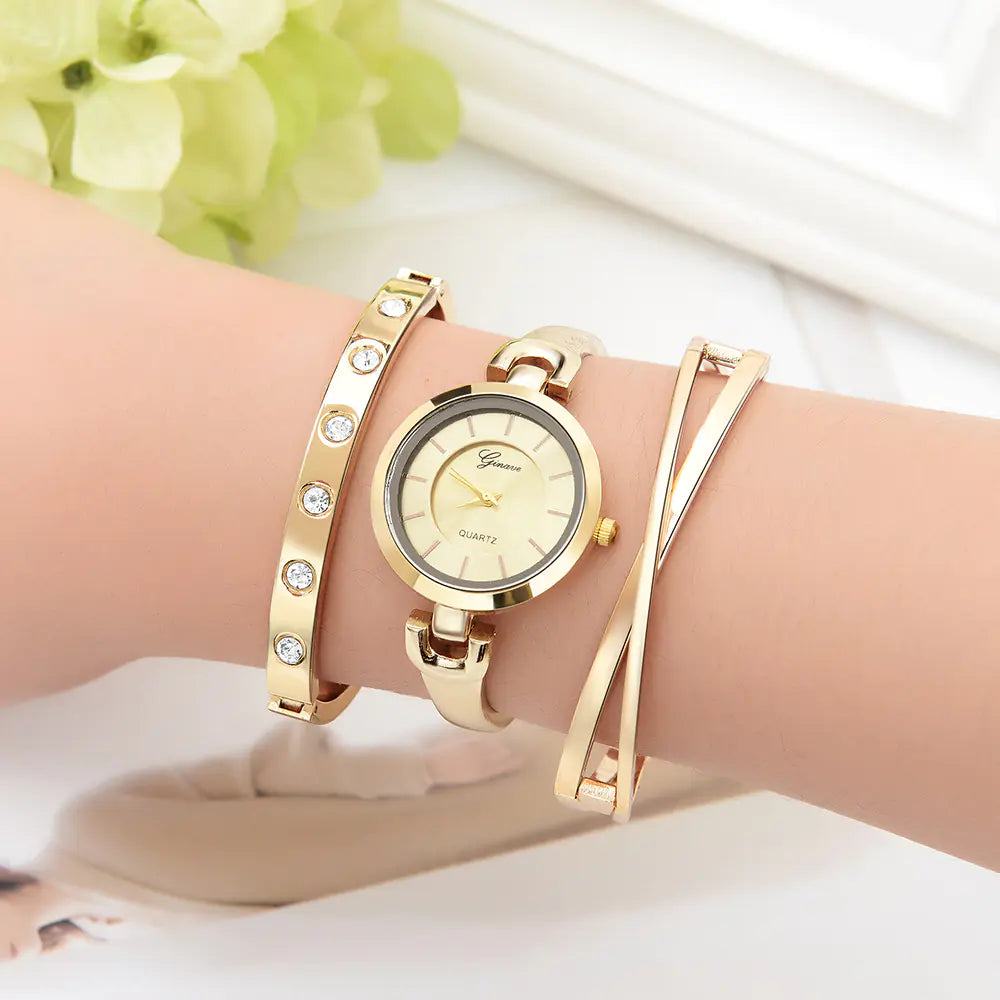 Chic 3-Piece Watch & Bracelet Set for Women
