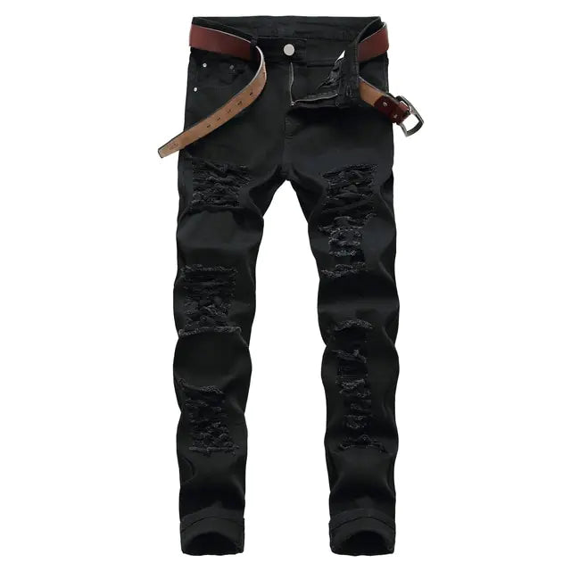 Weiße gerade Jeans mit Rissen im Used-Look