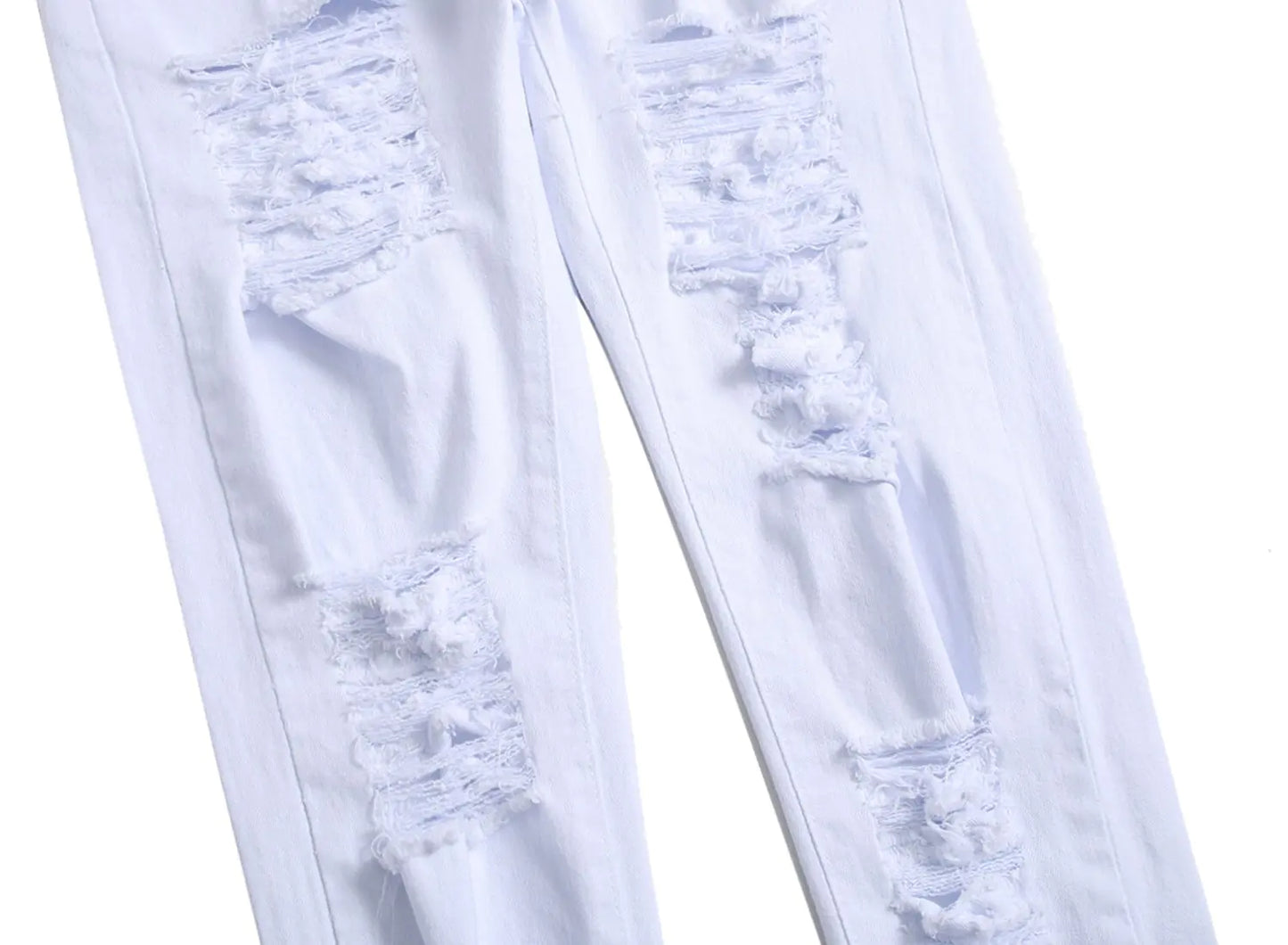 Weiße gerade Jeans mit Rissen im Used-Look