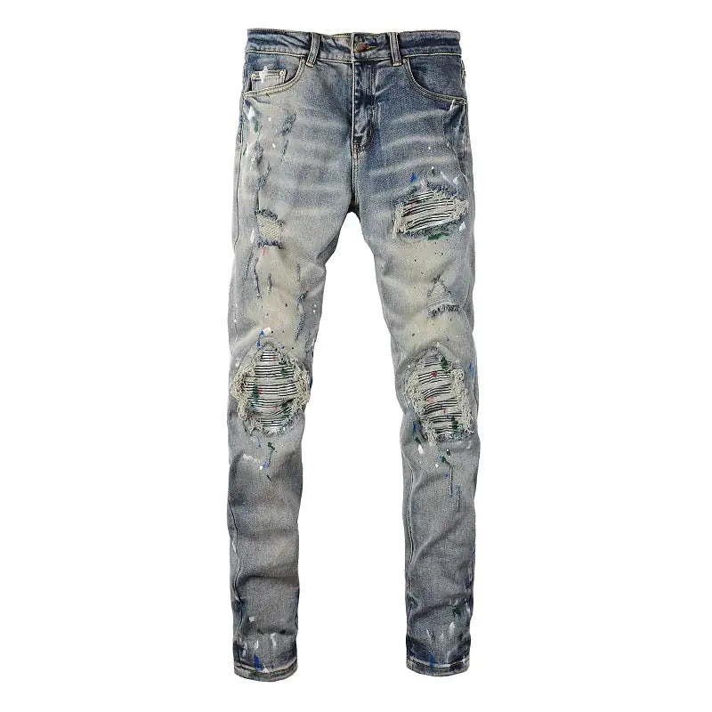Blau bemalte Jeans