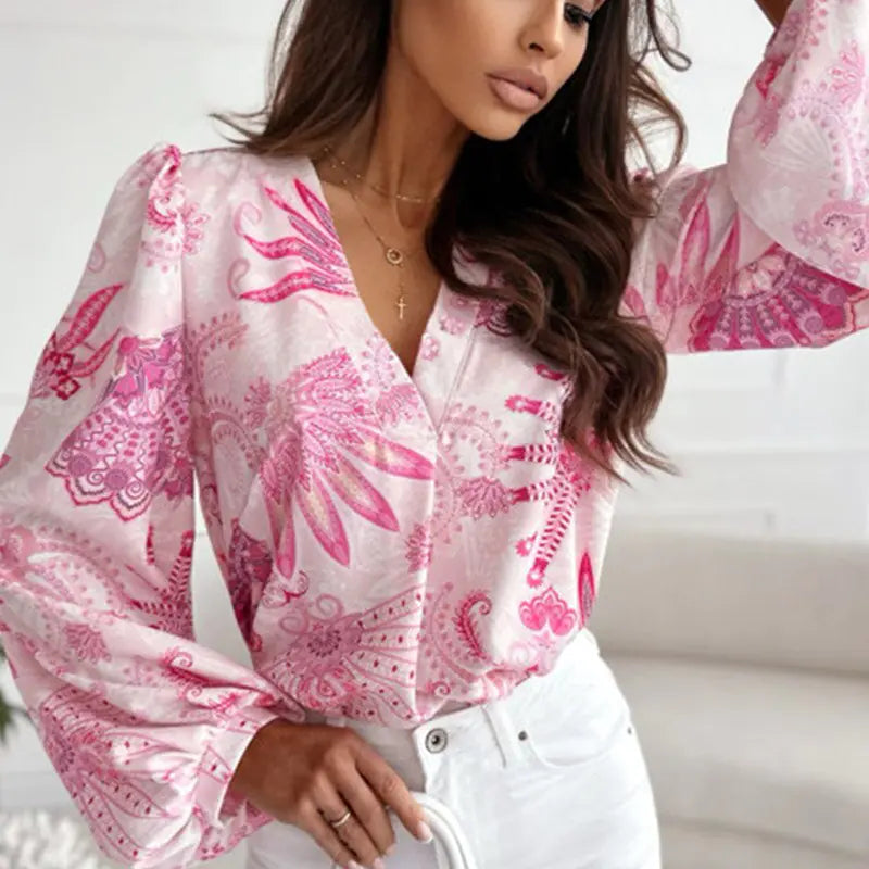Bedruckte Langarm-Pullover
