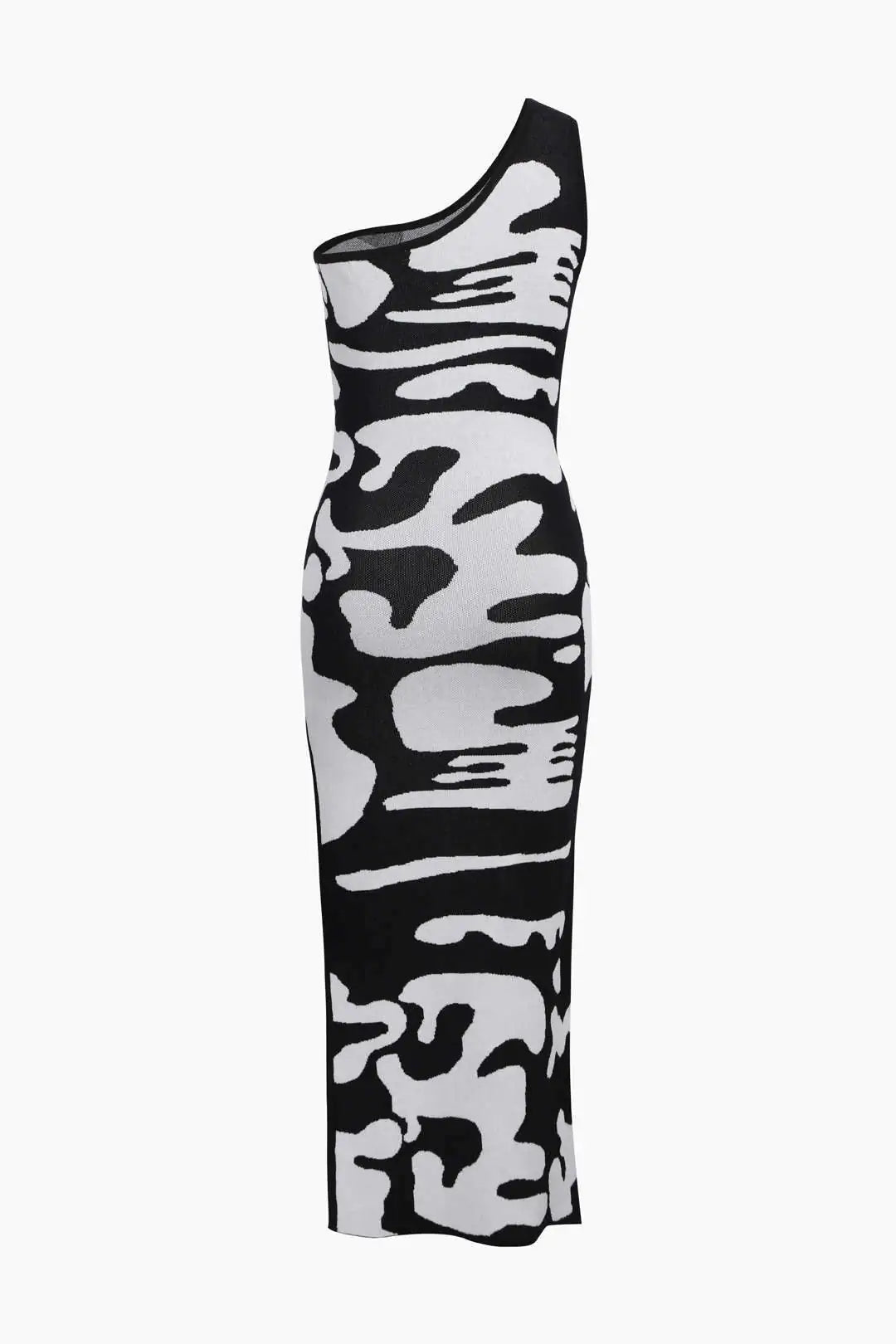 Schulterfreies Kleid mit Kuh-Print