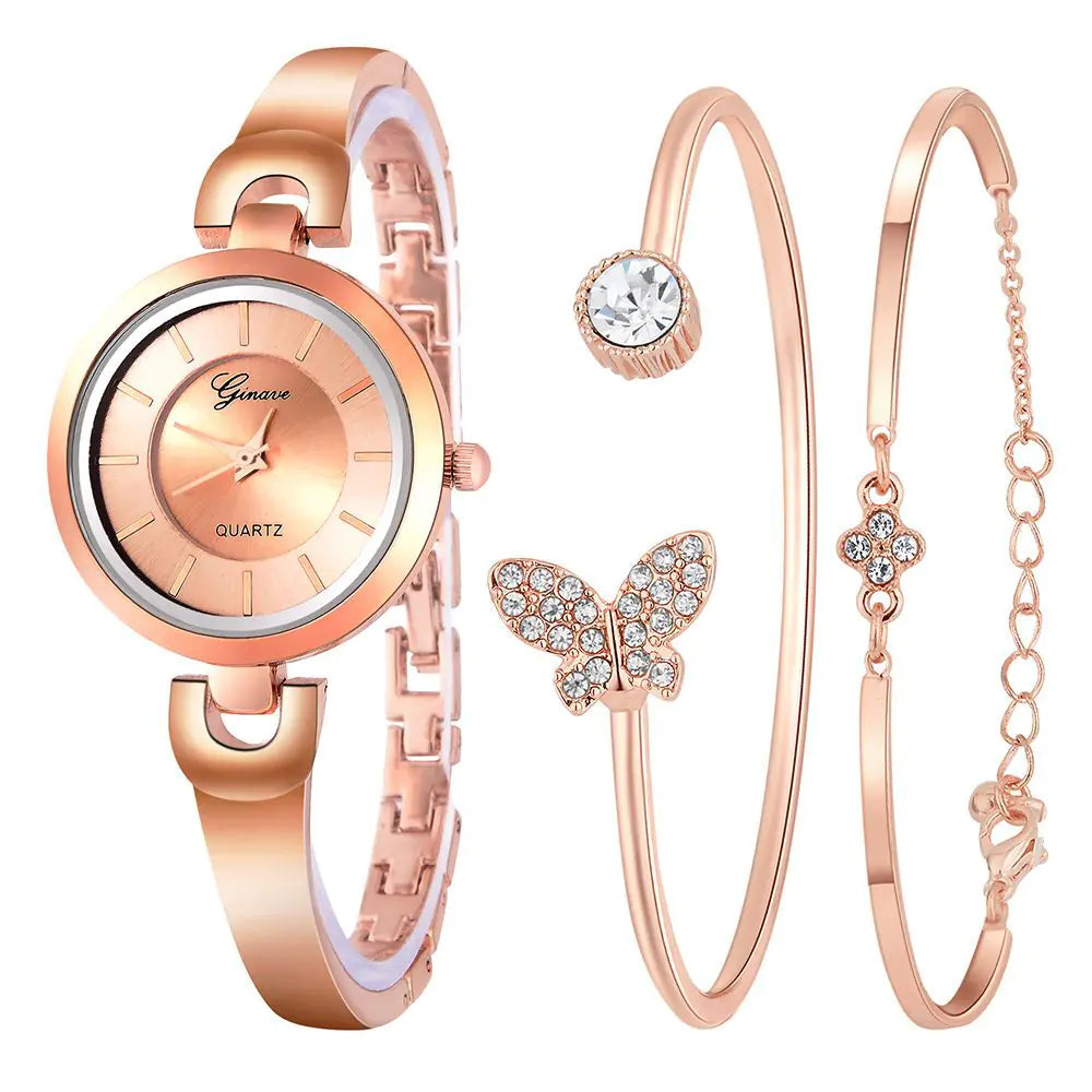 Chic 3-Piece Watch & Bracelet Set for Women