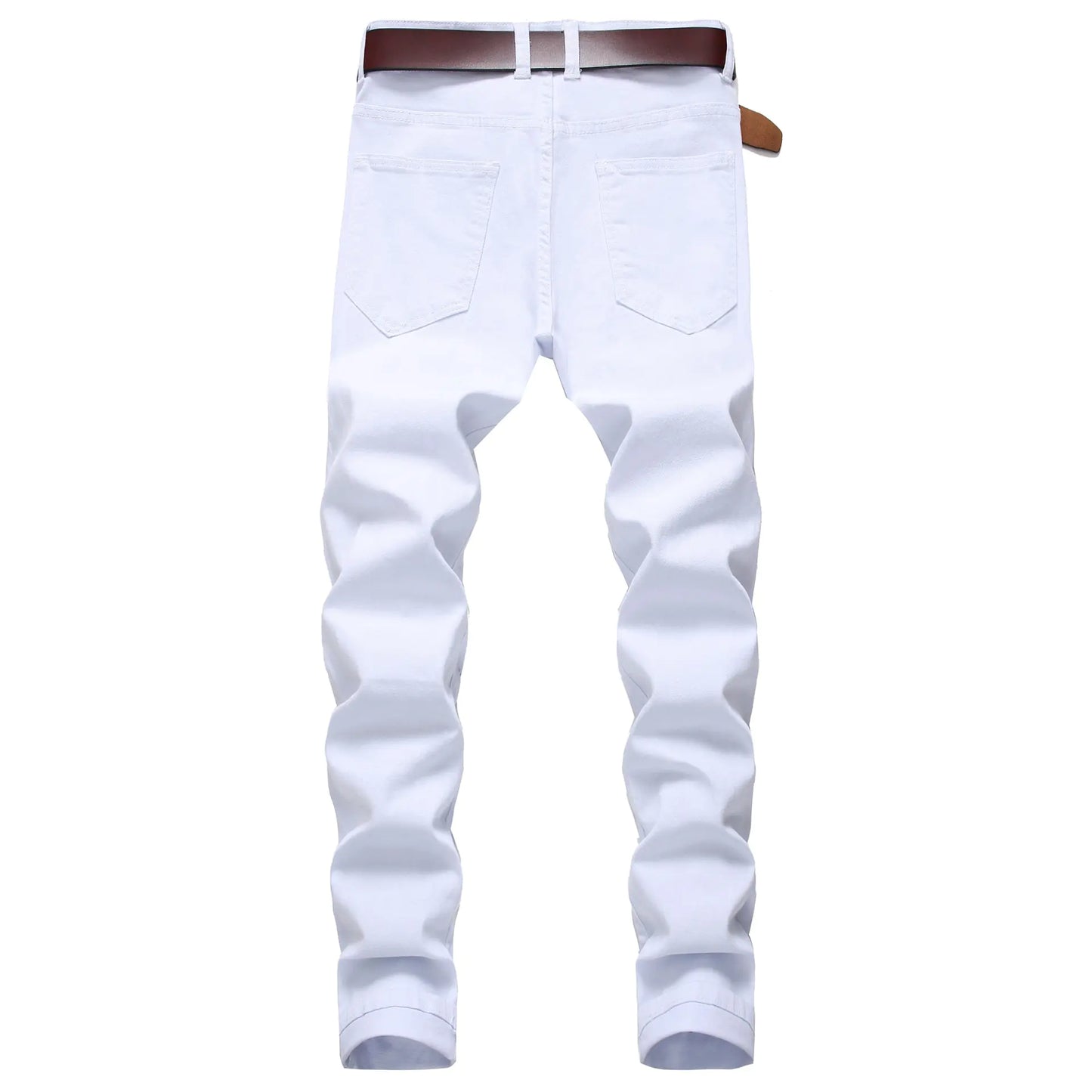 Weiße gerade Jeans mit Rissen im Used-Look