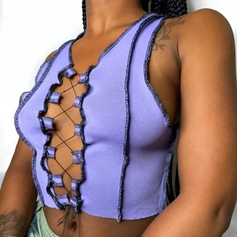Streetwear Streifen Patchwork Sommer Tops
